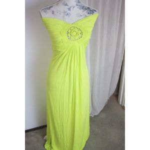 Stretchy Strapless Yellow Maxi Dress - S